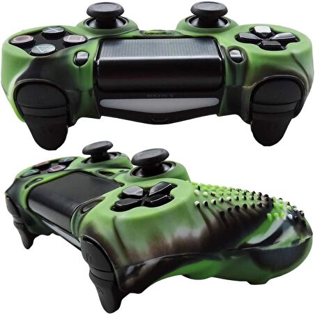 Cosmostech PS4 Controller Joystick Oyun Kolu Gamepad Uyumlu - Silikon Koruyucu Cover Yeşil Kamuflaj