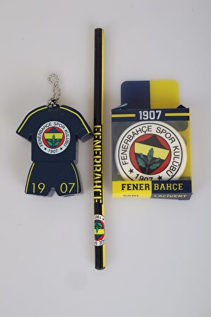 LİSANSLI FENERBAHÇE KURŞUN KALEM, SİLGİ VE FORMA TASARIM KALEMTRAŞ SETİ 