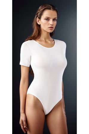 Kadın Pamuklu Likralı Penye Kısa Kol Bisiklet Yaka Siyah & Beyaz 2'li Çıtçıtlı Body