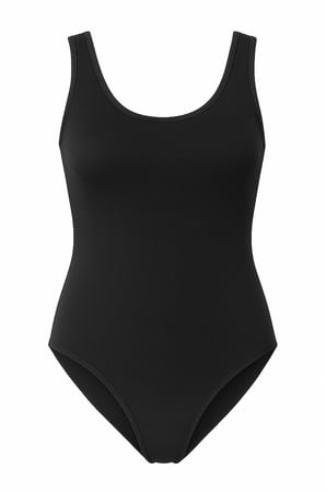 Kadın Pamuklu Likralı Penye Kalın Askılı Siyah 2'li Çıtçıtlı Body