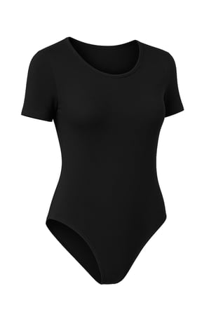 Kadın Pamuklu Likralı Penye Kısa Kol Bisiklet Yaka Siyah & Beyaz 2'li Çıtçıtlı Body
