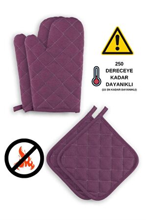 Yanmaz Ve Isıya Dayanıklı Fırın Eldiveni Ve Tutacak (2 ELDİVEN, 2 TUTACAK)