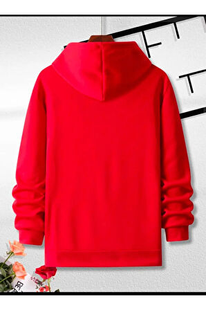 Lock Baskılı Kapüşonlu Cepli Sweatshirt