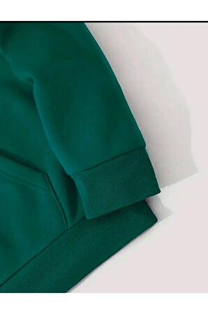 Lock Baskılı Kapüşonlu Cepli Sweatshirt