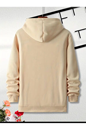 Lock Baskılı Kapüşonlu Cepli Sweatshirt