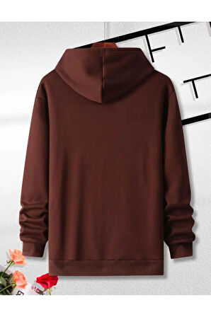 Lock Baskılı Kapüşonlu Cepli Sweatshirt