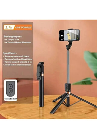 170cm Tripod Ve Selfie Çubuğu Bluetooth Uzaktan Kumandalı Yüksekliği Ayarlanabilir K9