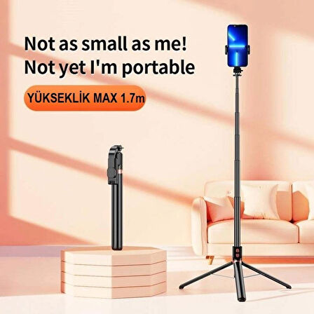 170cm Tripod Ve Selfie Çubuğu Bluetooth Uzaktan Kumandalı Yüksekliği Ayarlanabilir K9