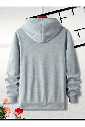 Lock Baskılı Kapüşonlu Cepli Sweatshirt