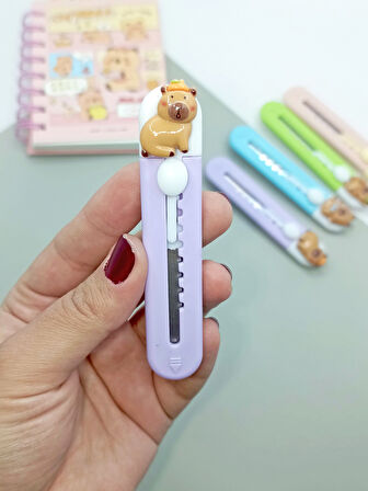 Mini Şekilli Falçata Maket Bıçağı - Capybara Mor