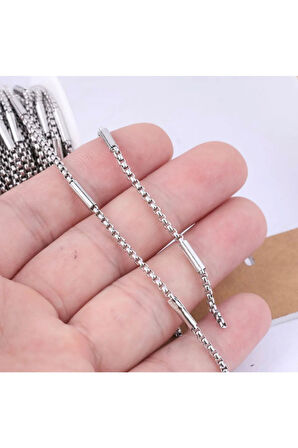 Paslanmaz Çelik Küp Kral Erkek Kolye 2.5mm Zincir