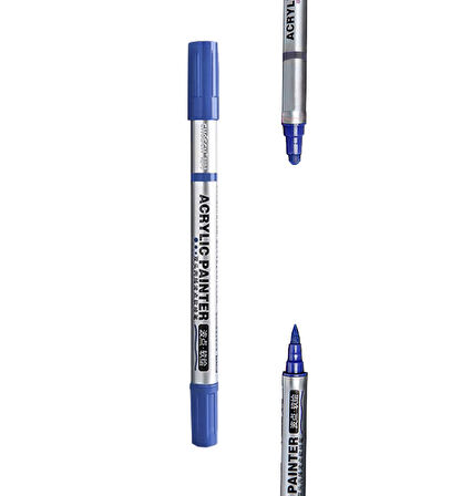 Çift Taraflı Akrilik Marker Kalemi - 1 Adet- Lacivert