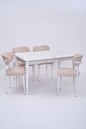 Yakamoz Polo MDF Lak Panel Mutfak Masa Sandalye Takımı 80x130
