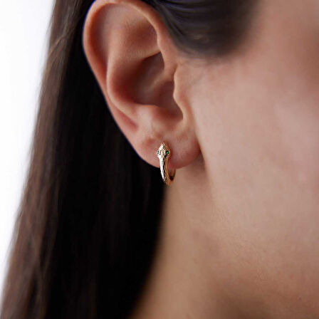 Yeşil Gözlü Yılan Küpe