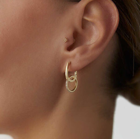 Taşlı Halka Ataç Küpe