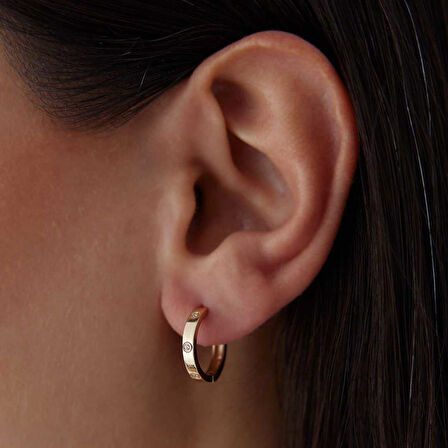 Taşlı Düz Halka Küpe