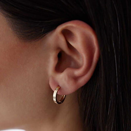 Taşlı Düz Halka Küpe