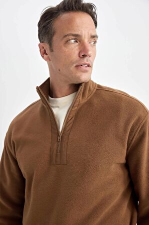 DeFacto Relax Fit Dik Yaka Fermuarlı Polar Sweatshirt D2688AX24AUBN164