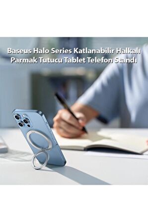 Baseus Kendinden Yapışkanlı Tablet Telefon Standı Katlanabilir Halkalı Parmak Tutucu 