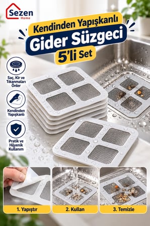 Pratik Ev İhtiyaç Seti – Güçlü Koli Bandı, Çift Taraflı Halı Kaydırmaz Bant, 5'li Gider Süzgeci ve Bant Kesme Aparatı