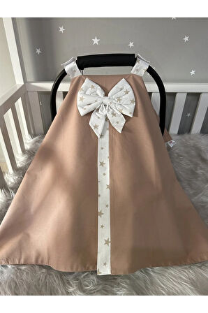 Kahve Yıldızlı Tasarım Puset Örtüsü Ve Puset Minderi