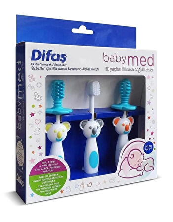 Difaş Babymed 3lü Damak Kaşıma ve Diş Bakım Seti