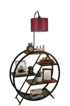 PLÜTON CEVİZ LAMBADER SİLİNDİR HASIR BORDO ABAJURLU