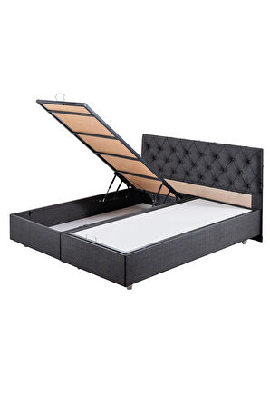Eylül Çift Kişilik Baza Başlık Letto Yatak Seti, Gri