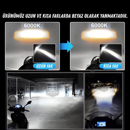Honda Civic İES EK 1996-2000 Uyumlu Mercekli Far Ampulü Led Xenon Beyaz Renk Far Şimşek Etkili CSP Led Lamba Uzun Kısa 2 Adet Takım