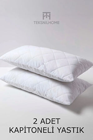 Yumuşak 2 Adet Kapitone Yastık 800 gram | Fermuarlı Yastık Kılıflı | 50 X 70 Cm