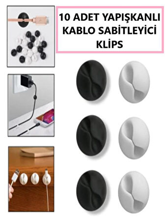 Kablo Sabitleyici Klips Organizer Kablo Düzenleyici Sabitleme Klipsi Dağınıklık Toparlayıcı Kablo Düzenleme 