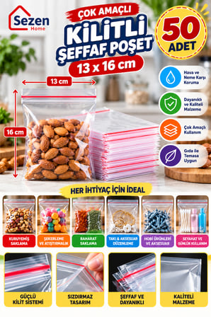 Sezen Home 6 Paket Mutfak İhtiyaç Seti Mini ve Battal Boy Çöp Poşeti + 13x16 cm Kilitli Poşet