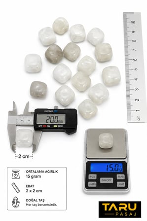 Kristal Kuvars Doğal Taş 2x2 cm – Ortalama 15 Gram Doğal Kuvars Taşı – Dekoratif ve Enerji Taşı - 3 Adet