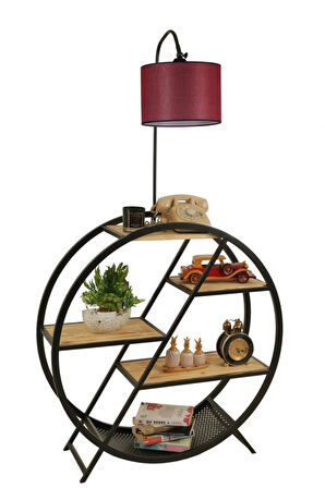 PLÜTON YANIK LAMBADER SİLİNDİR HASIR BORDO ABAJURLU