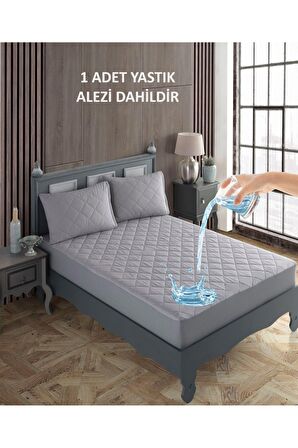Tek Kişilik Alez Seti %100 Pamuk Kapitone Su Sıvı Geçirmez Yatak Yastık Alezi Yatak Yastık Koruyucu