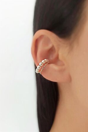 Tekli İki Sıra İncili %Earcuff Kıkırdak Küpe TrKüpe35045