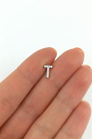 Gümüş Renk Harf Piercing - T HarfPiercing