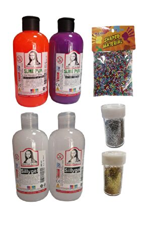 Slime Slaym Yapma Seti 250ml* 4 adet + Toz Sim 2 Adet + Köpük