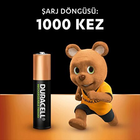 Duracell AAA Şarj Edilebilir İnce Kalem Pil 750Mah 1.2V 2'li Paket (HR03 / DC2400)