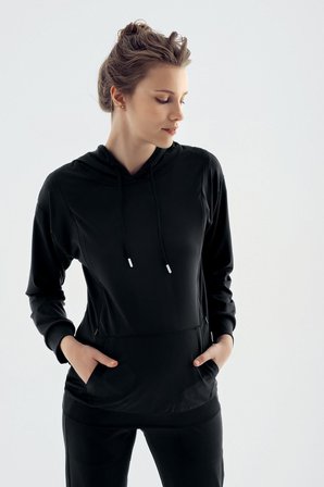 Uzun Kollu Fermuarlı Kapüşonlu Esnek Kumaş Hamile Sweatshirt SW01