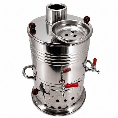 Paslanmaz Çelik 5 litre Çift Hazneli Semaver