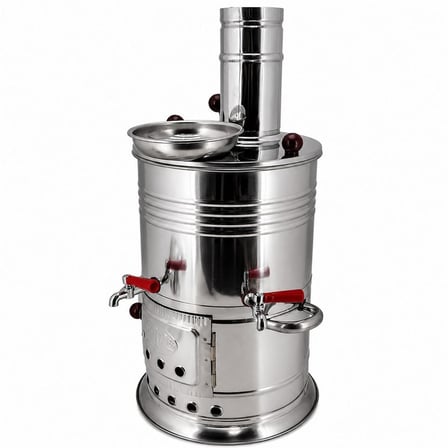 Paslanmaz Çelik 5 litre Çift Hazneli Semaver