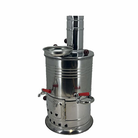 Paslanmaz 304 Çelik 5 litre Çift Hazneli Demlikli Semaver
