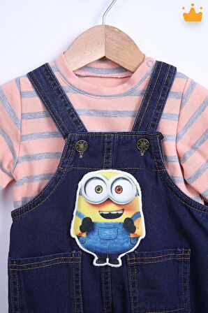 Babyhola Kız Bebek Çocuk Minion Salopet Badi Takım 2284