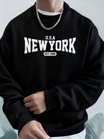 ABD New York Est 1986 Baskı Erkek Sonbahar Temel Ürünler Tişörtü Polar Yumuşak Kapüşonlu Üst