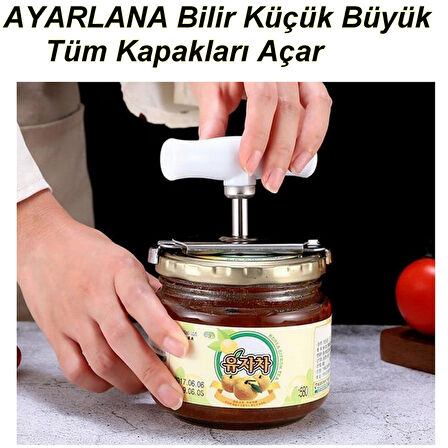 Tüm Kapaklara Uyumlu Kavanoz Kapağı Açacağı Ölçülü Uyarlanabilir Pratik Konserve Şişe Kapak Açıcı