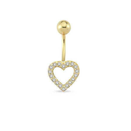 Taşlı Kalp Göbek Piercing