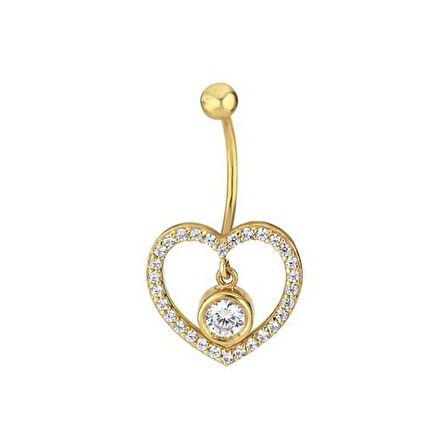 Tektaşlı Kalp Göbek Piercing