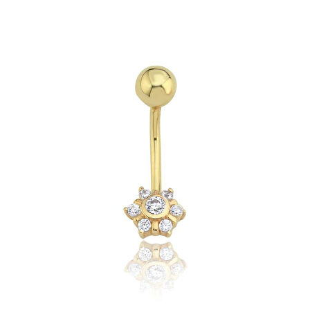 Taşlı Çiçek Göbek Piercing
