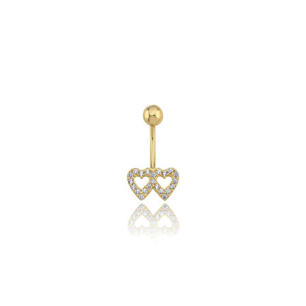 Taşlı Kalp Göbek Piercing